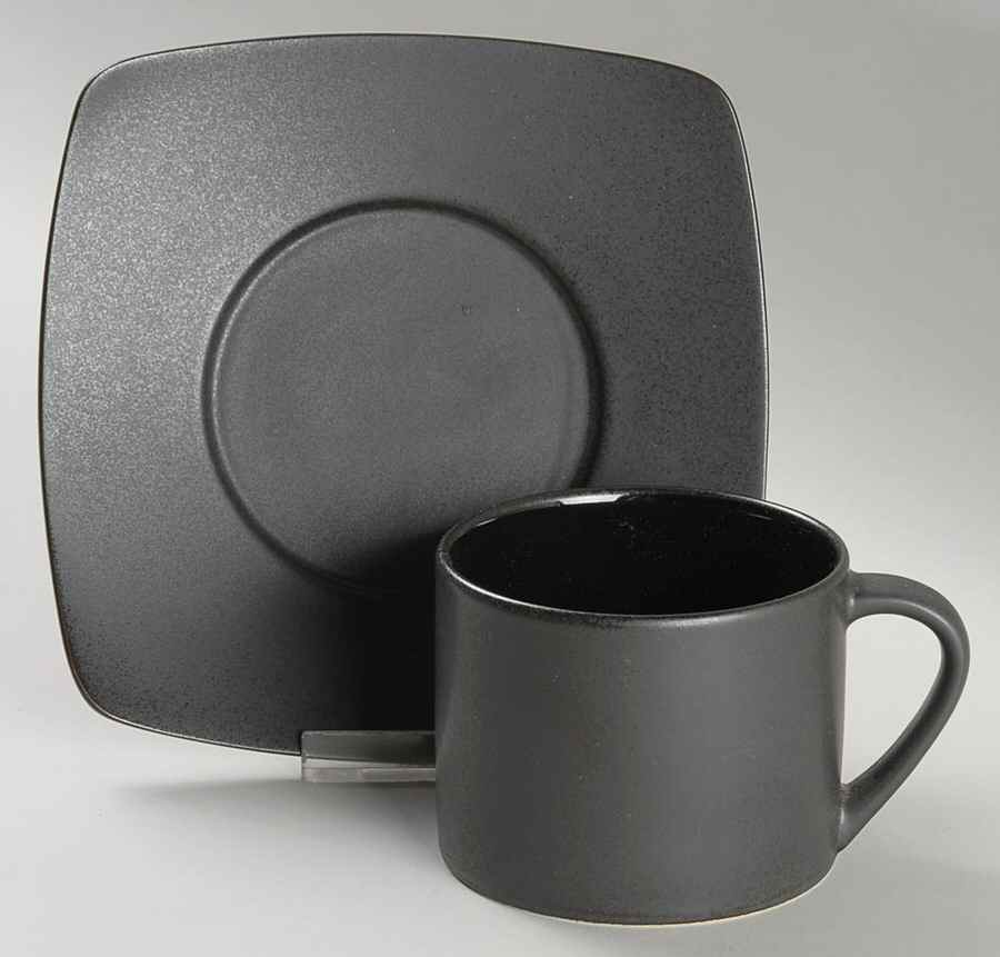 Kyoto Black Flat Cup & Saucer Set by Sasaki-1