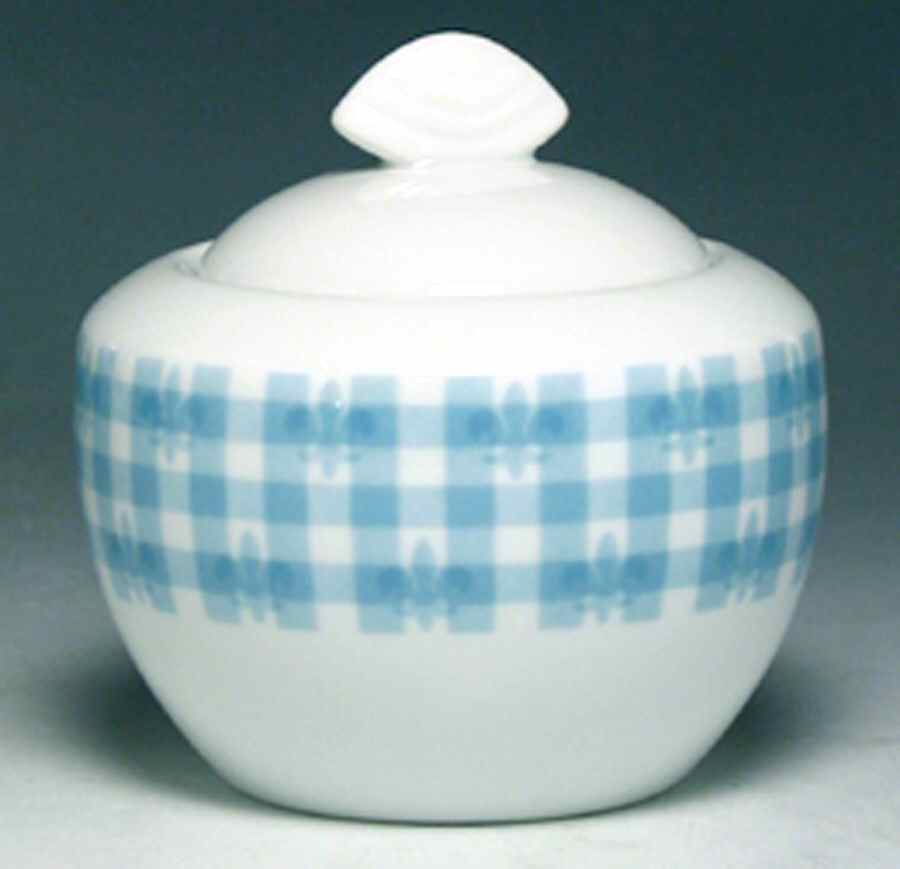 Fleur de Lis Blue Sugar Bowl & Lid by Studio Nova-1