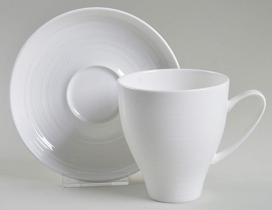 Spin White Flat Cup & Saucer Set by Sasaki-1