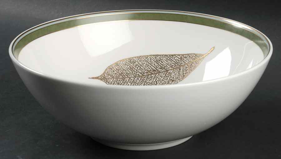 Gold Leaves 9" Round Vegetable Bowl by Sasaki-1