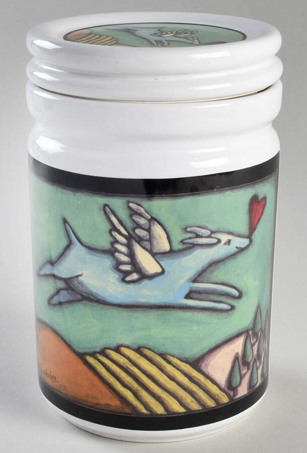 Flight of the Blue Dog Dog Treats Holder/Jar & Lid by Signature-1