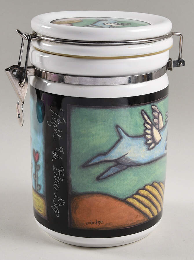 Flight of the Blue Dog Dog Treats Holder/Jar & Hinged Lid by Signature-1