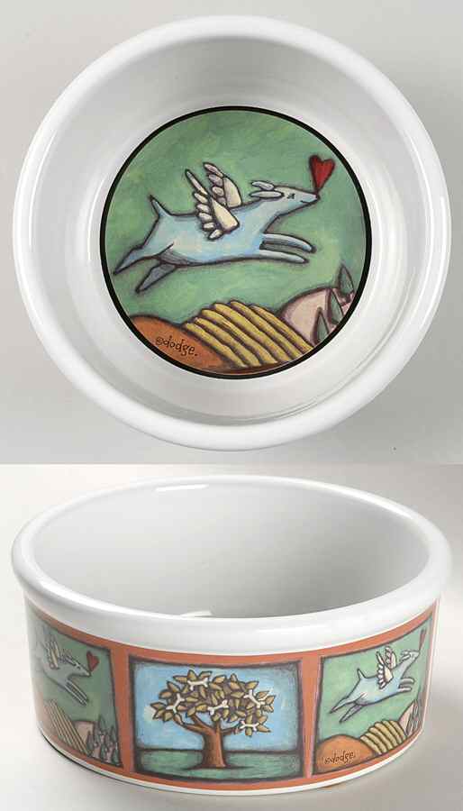 Flight of the Blue Dog Dog Bowl by Signature-1