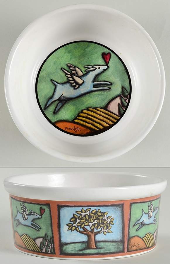 Flight of the Blue Dog Dog Bowl by Signature-1