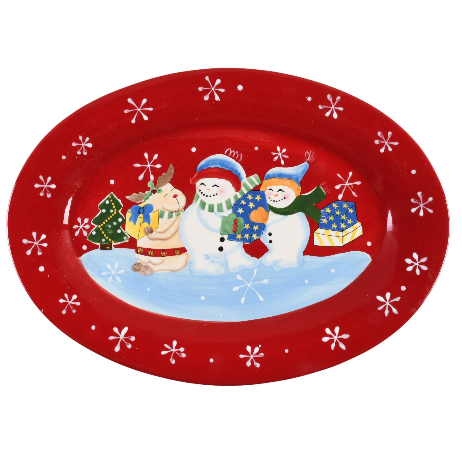 Festive Frosty 16" Oval Serving Platter by Studio Nova-1