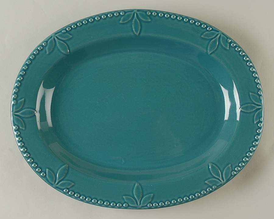 Sorrento Teal 14" Oval Serving Platter by Signature-1