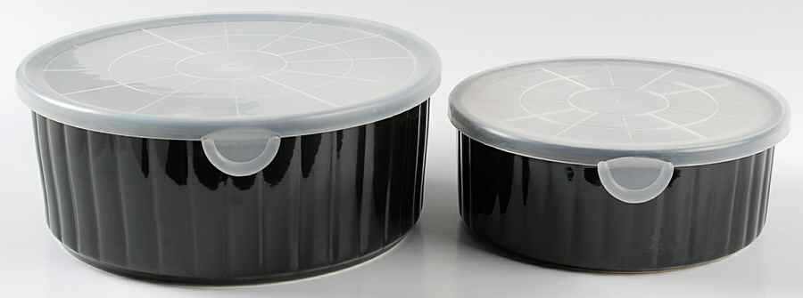 Eclipse Black (Set of 2) Ceramic Storage Bowls by Sango-1