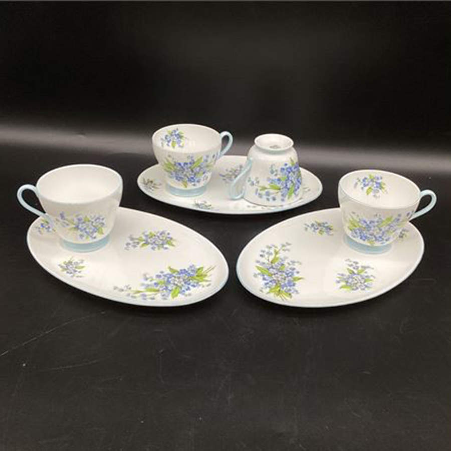 Forget Me Not (Windsor Shape) Snack Plate & Cup Set by Shelley-1