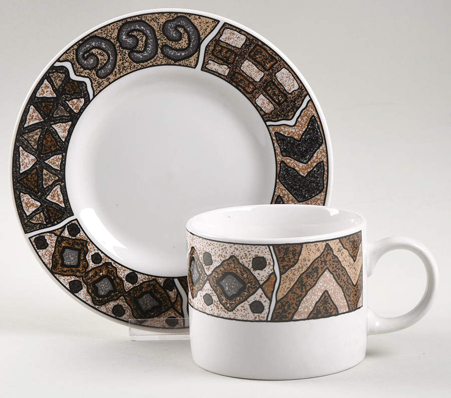 Crete (White Background, 1997) Flat Cup & Saucer Set by Sakura-1