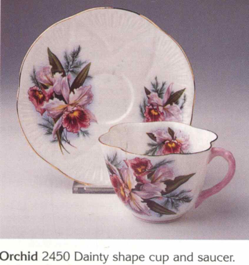 Orchid Flat Cup & Saucer Set by Shelley-1