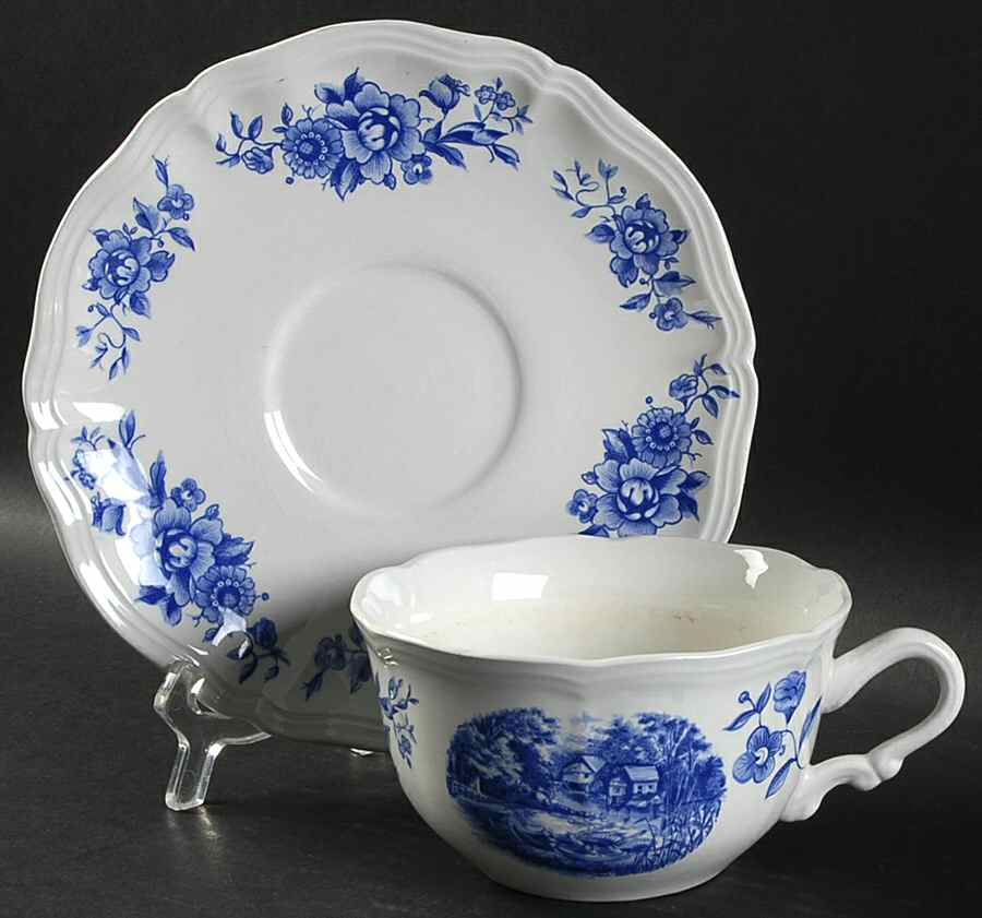 Romantic Blue Breakfast Cup & Saucer Set by Sarreguemines-1