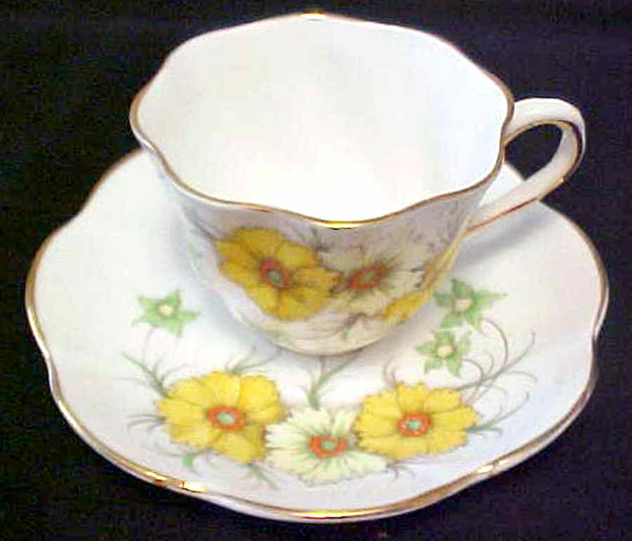 Coreopsis Footed Cup & Saucer Set by Salisbury-1