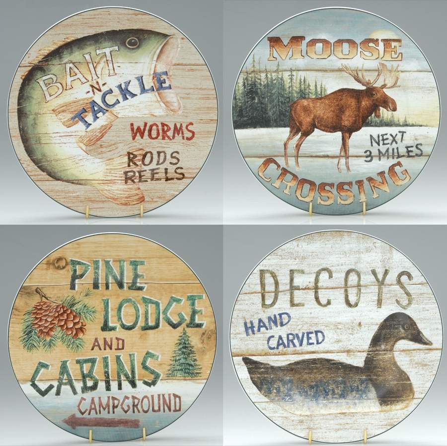Country Lodge Salad/Dessert Plate - Set of 4 by Sakura-1