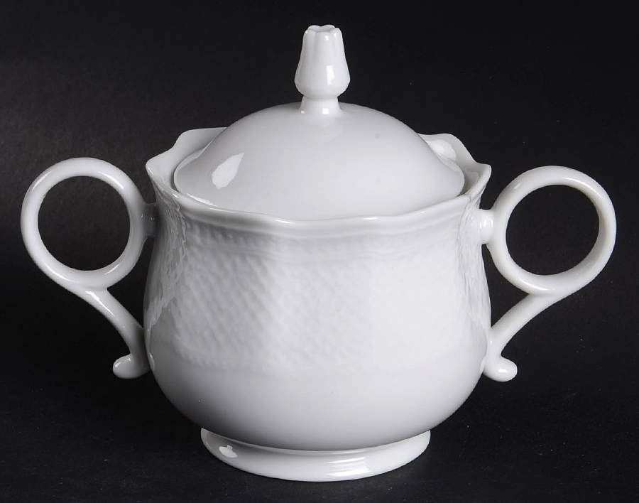White Lace (No Trim) Sugar Bowl & Lid by Sadek-1