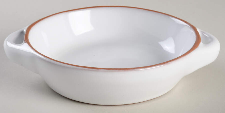 Terra Cotta Trim 6" Round Handled Bowl by Sur La Table-1