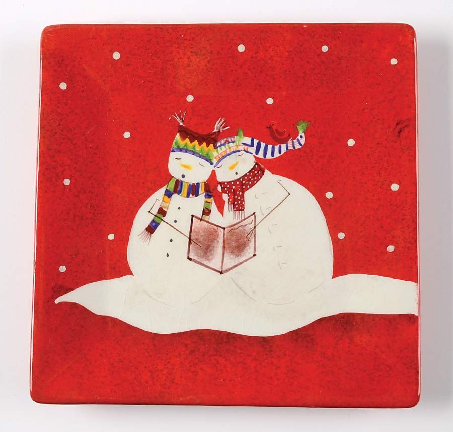 Snowmates Red Square Salad Plate by Sakura-1