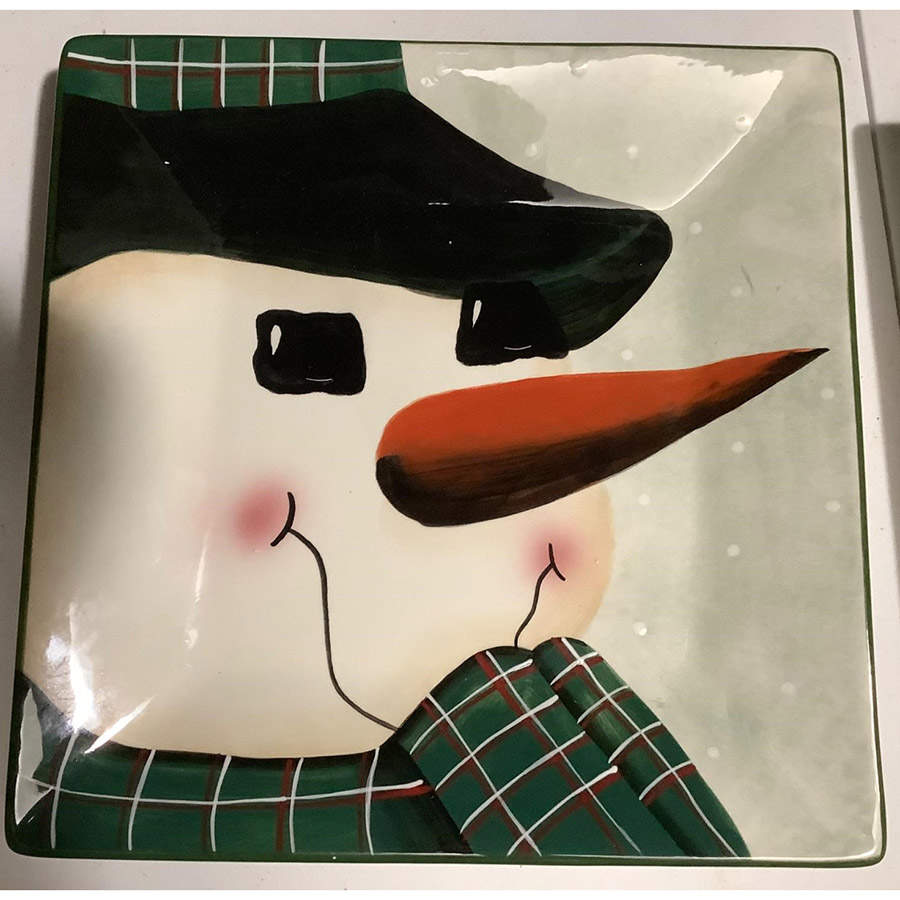 Snowmen Portraits (Hand Painted) Dinner Plate by Sakura-1