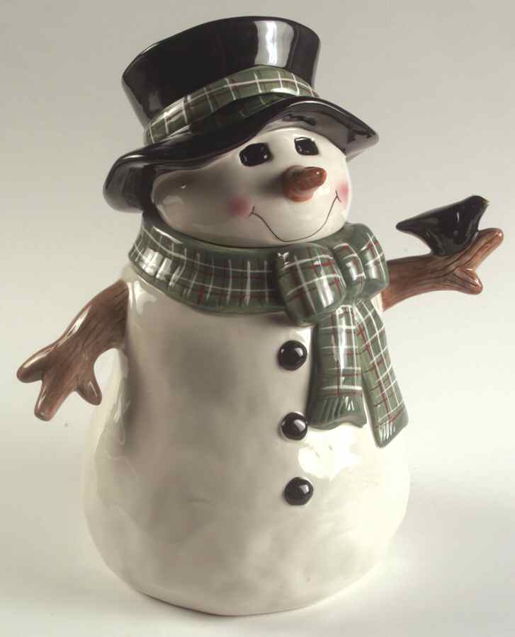 Snowmen Portraits (Hand Painted) Figural Cookie Jar & Lid by Sakura-1