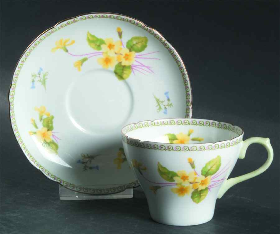 SHE65 Flat Cup & Saucer Set by Shelley-1