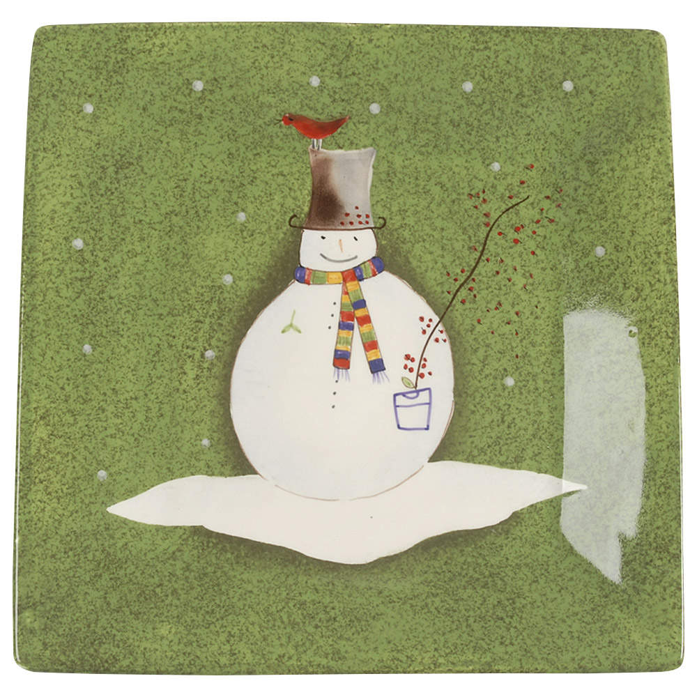 Snowmates Green Square Salad Plate by Sakura-1