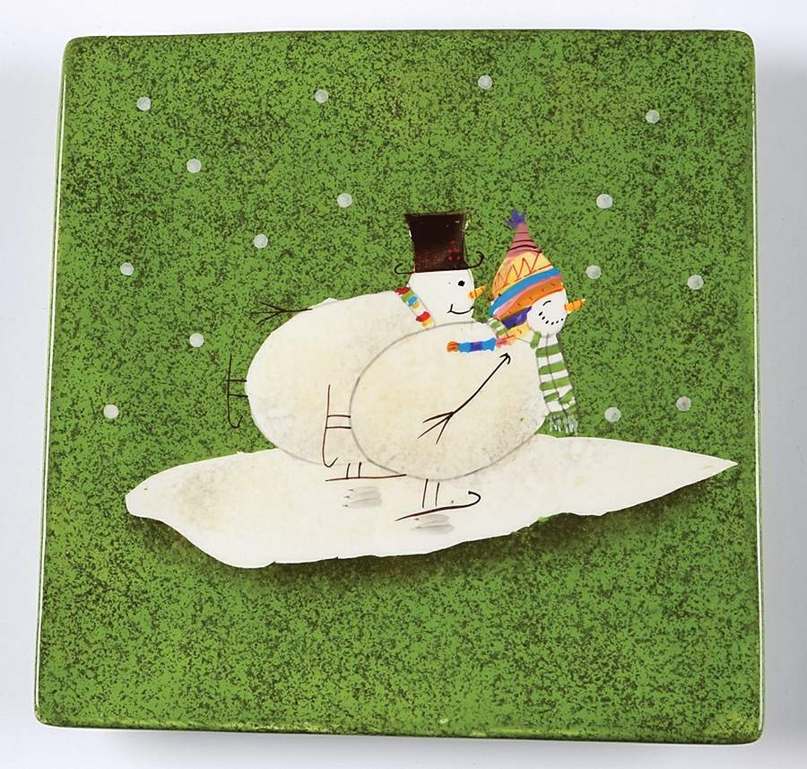 Snowmates Green Square Salad Plate by Sakura-1