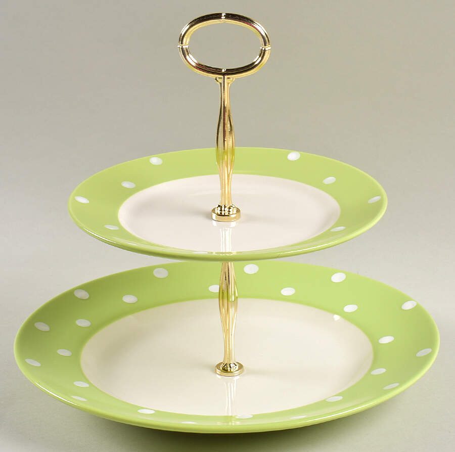 Baking Days Green 6 5/8"-10"  2 Tiered Serving Tray (Dp, Sp) HC by Spode-1