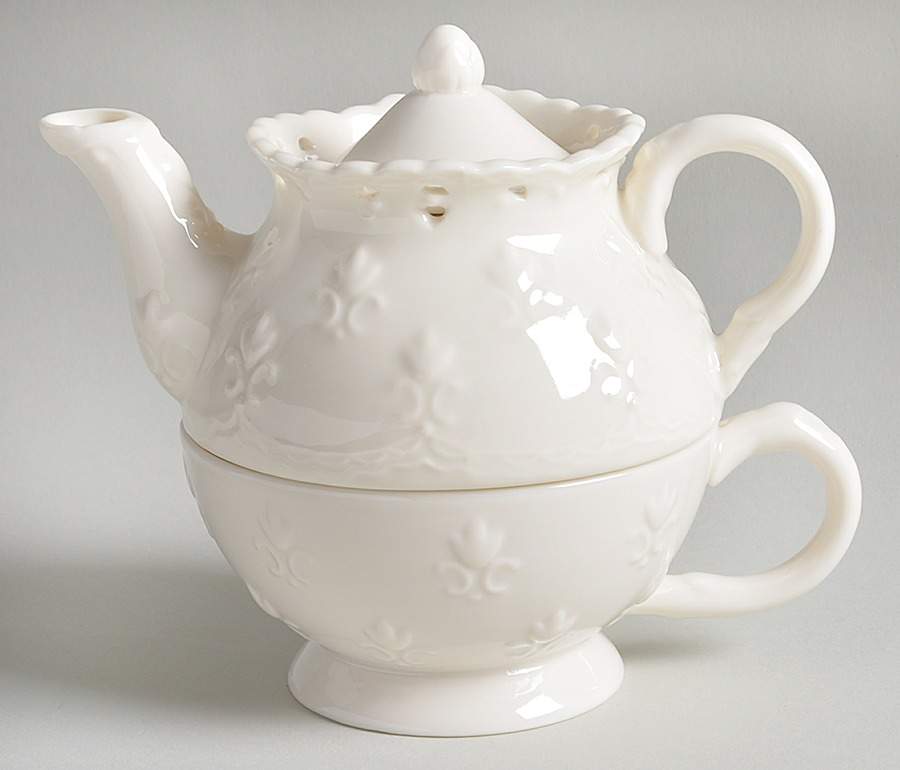 Cream Lace Individual Teapot & Lid with Cup by Skye Mcghie-1