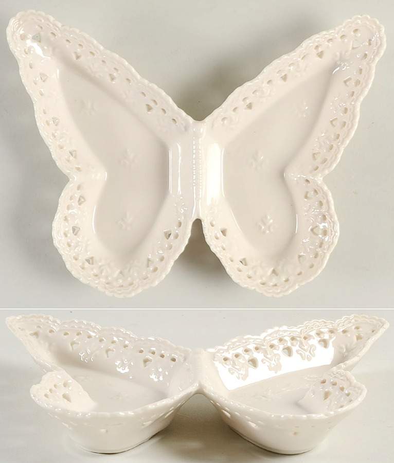 Cream Lace Butterfly Shaped Dish by Skye Mcghie-1