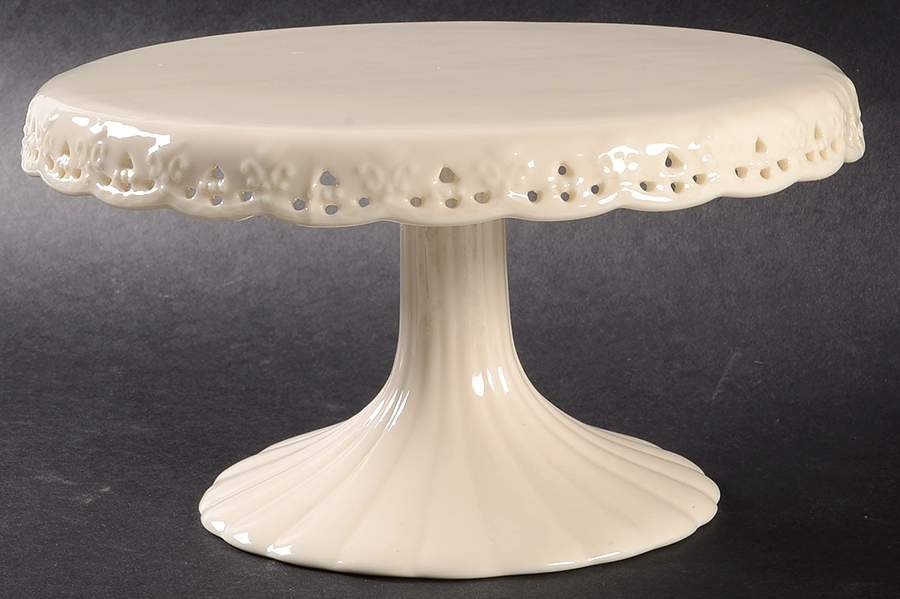 Cream Lace 7" Diameter Pedestal Cake Stand by Skye Mcghie-1