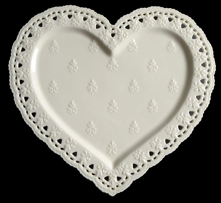 Cream Lace 11" Heart Shape Platter by Skye Mcghie-1