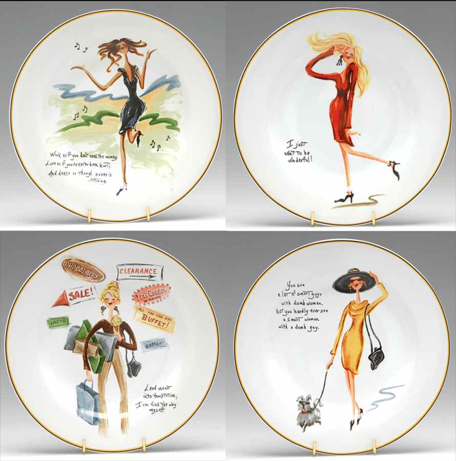 Glamour Girls Salad/Dessert Plate - Set of 4 by Sakura-1