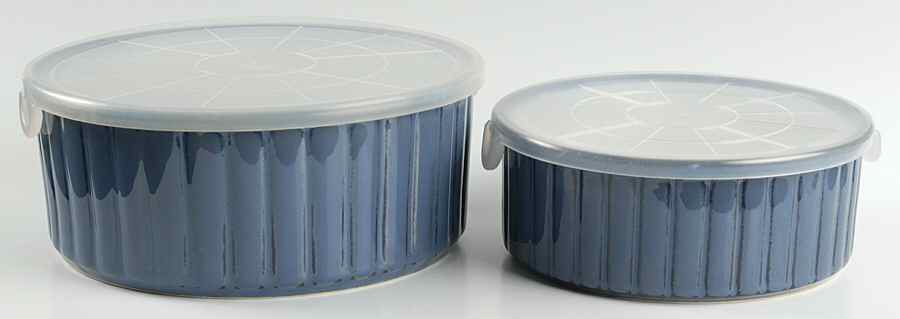 Visions Eggplant (Set of 2) Ceramic Storage Bowls by Sango-1