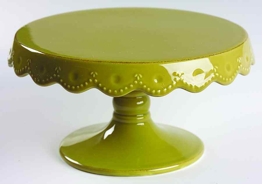 Now and Then Olive 8" Diameter Pedestal Cake Stand by Signature-1