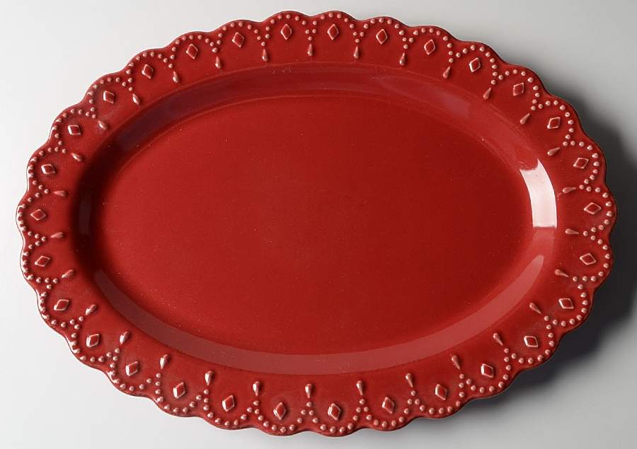 Now and Then Poppy 14" Oval Serving Platter by Signature-1