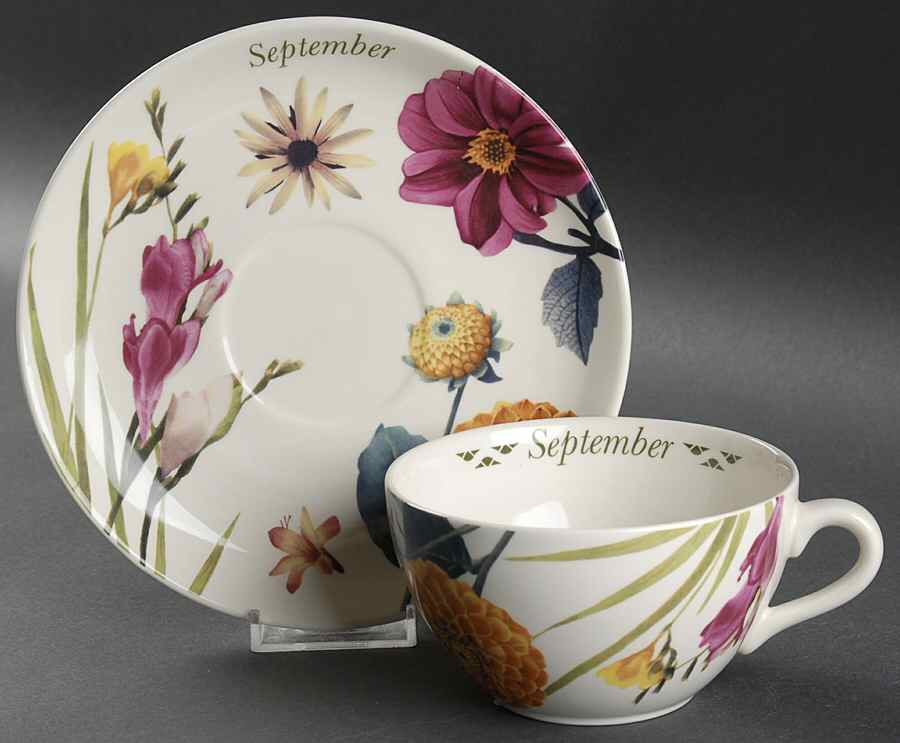 Flowers of the Month Flat Cup & Saucer Set by Spode-1