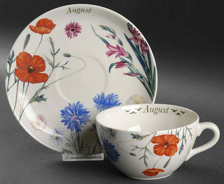 Flowers of the Month Flat Cup & Saucer Set by Spode-1