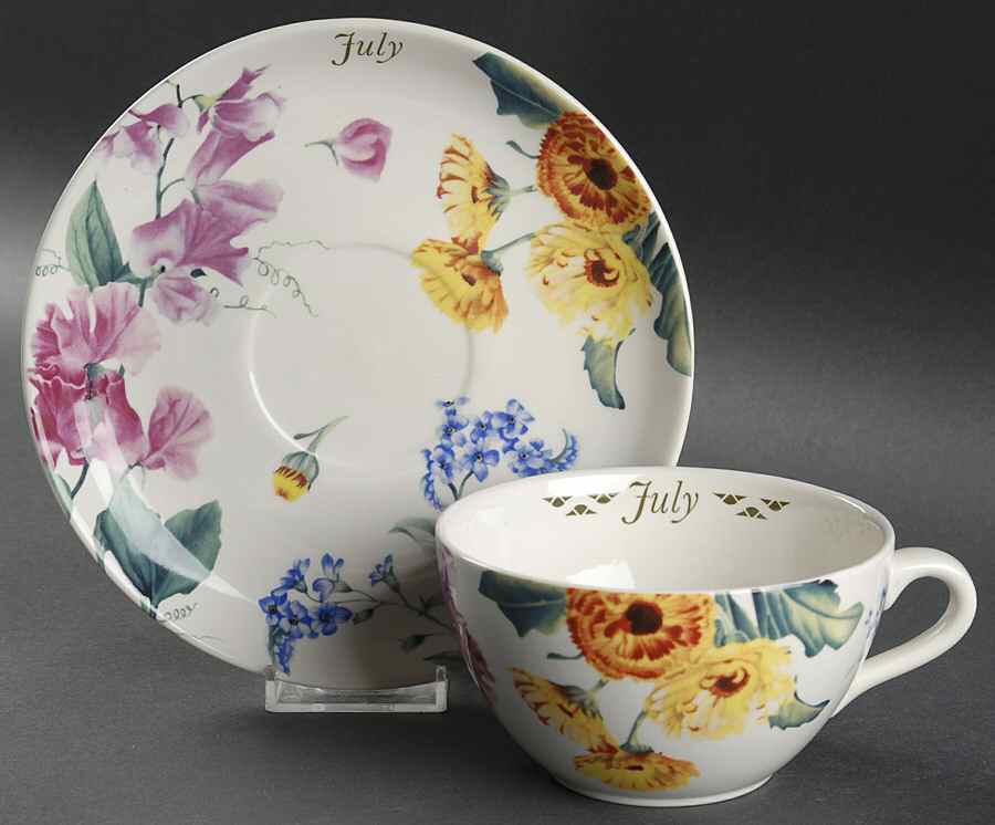 Flowers of the Month Flat Cup & Saucer Set by Spode-1