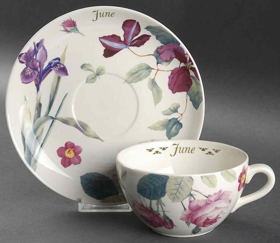 Flowers of the Month Flat Cup & Saucer Set by Spode-1