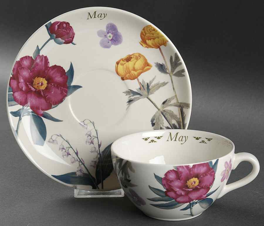 Flowers of the Month Flat Cup & Saucer Set by Spode-1