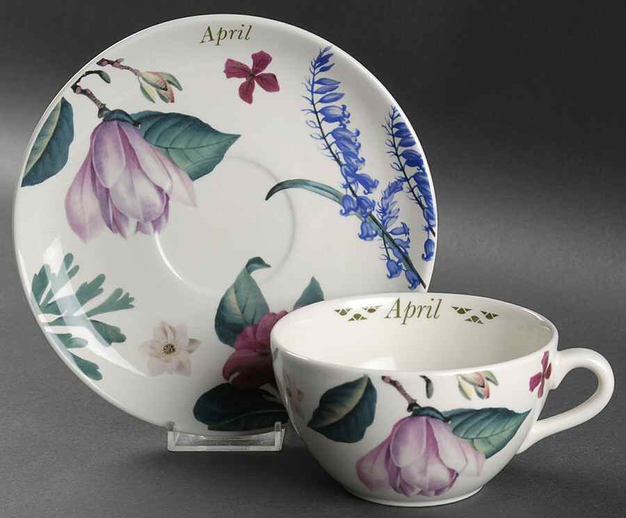 Flowers of the Month Flat Cup & Saucer Set by Spode-1