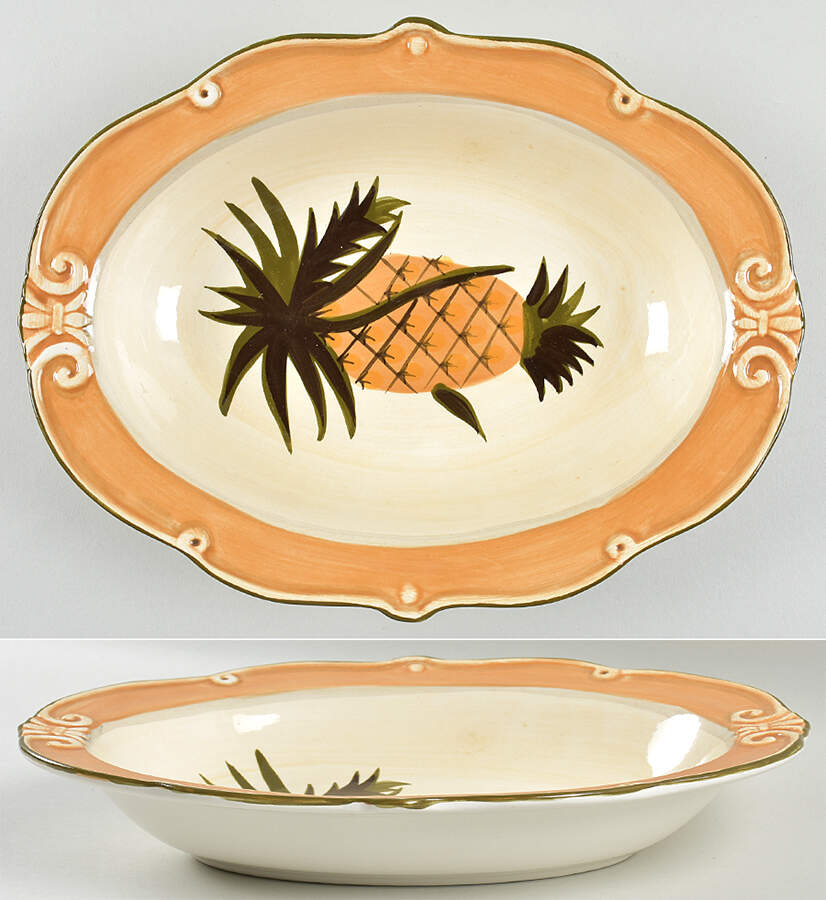 Pineapple 11" Oval Vegetable Bowl by Sauvignon-1