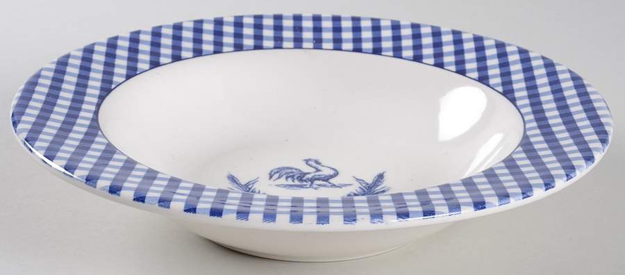 Rooster Gingham Rim Soup Bowl by Stoney Hill-1
