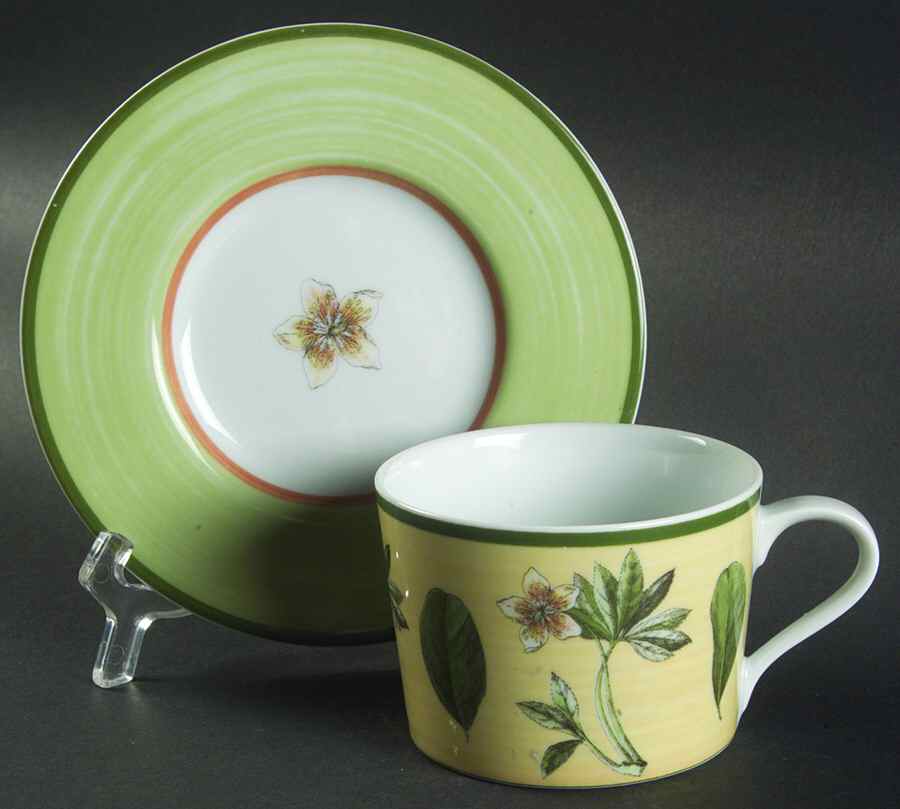 Garden Prints Flat Cup & Saucer Set by Spal Porcelanas-1