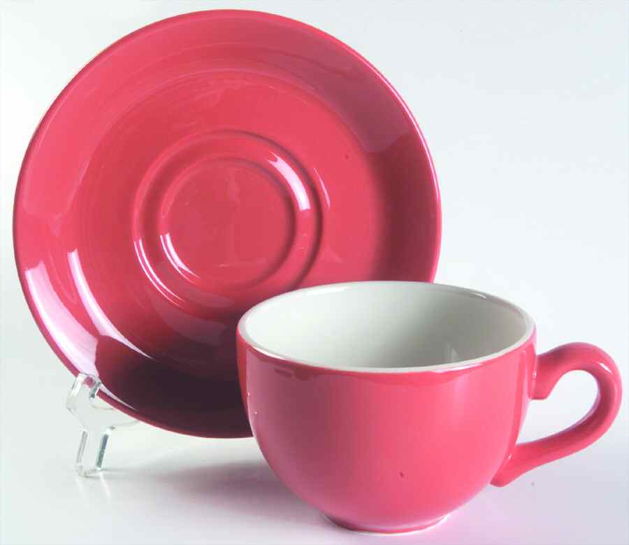Carnival Coral Flat Cup & Saucer Set by Steelite-1