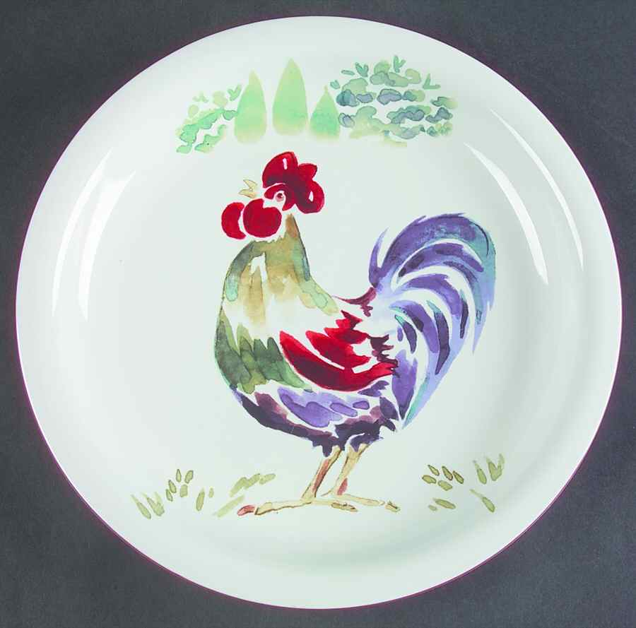 White Rooster Dinner Plate by Stoney Hill-1