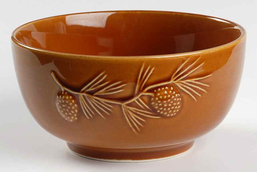 Embossed Pinecone Amber Soup/Cereal Bowl by Stoney Hill-1