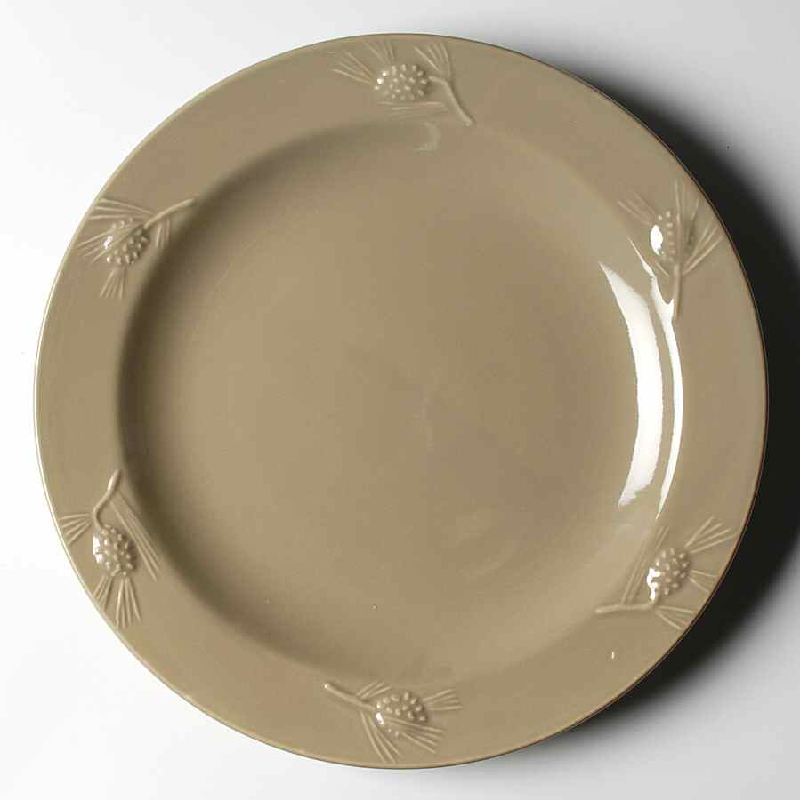Embossed Pinecone Moss Green Dinner Plate by Stoney Hill-1