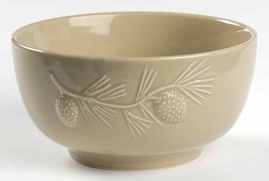Embossed Pinecone Moss Green Soup/Cereal Bowl by Stoney Hill-1