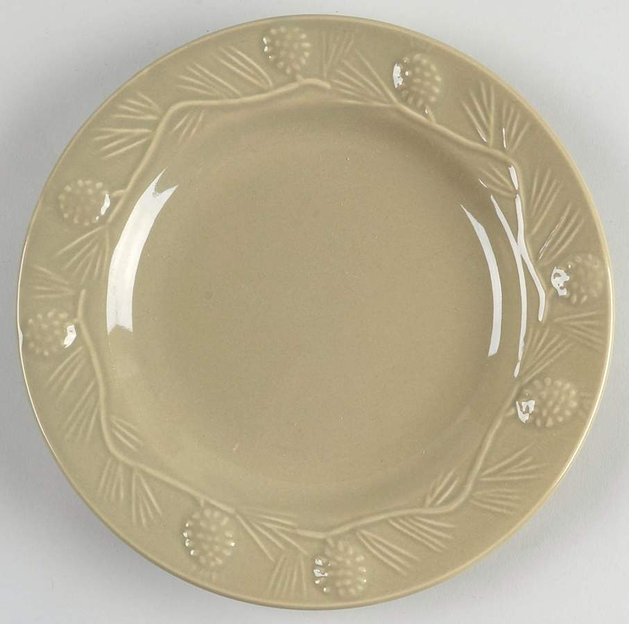 Embossed Pinecone Moss Green Salad Plate by Stoney Hill-1