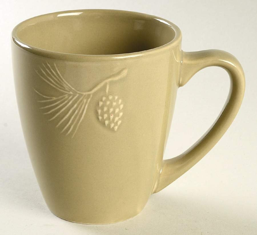 Embossed Pinecone Moss Green Mug by Stoney Hill-1